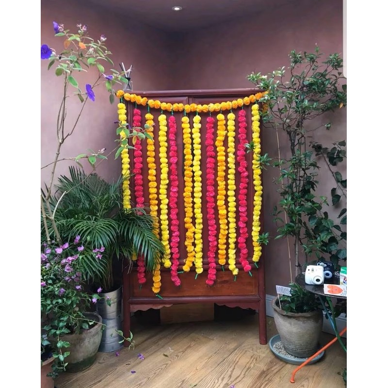 Estationeryhouse 5 feet long mixed Marigold Garlands artificial flower, wedding,