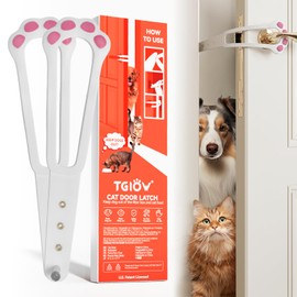 TGIOW Cat Door Latch, 2 Pcs Cat Door Stopper Pet Door Latch to Keep Dog Out of Litter Box and Food, Door Prop for Cat with 4 Adjustable Size Strap 2.2-5" Wide, No Measuring, Easy to Install, White