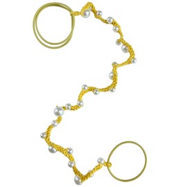 Spiral Hair Ties for Women No Hook, 16" Hand Braided Pearl Ponytail Holders Soft Pony Tail Wrap for Sports,Workouts,Daily Use,Swim, Beach, No-Damage Hair Accessories Hair Accessories (Yellow)