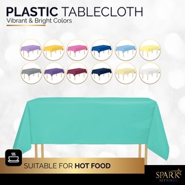 Amcrate Light Blue Plastic Tablecloth Disposable, 2 Pack Premium Tablecloths for Rectangle Tables 54 inch. x 108 inch. Fits Tables Up to 8 Feet, Plastic Table Cloth for Party, Wedding, Holidays