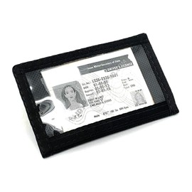 Rainbow of California Minimalist Front Pocket Slim ID Wallet/Inside Keyring Lanyard Attachable / 76PL-V1 (Black)