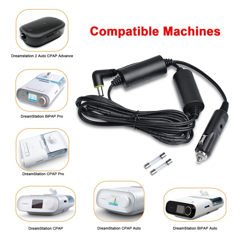 iGuerburn 12V Shielded DC Cord for DreamStation CPAP BiPAP Machines