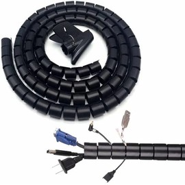 JAYLEN Envoltura de Cable en Espiral, Cubiertas de Cable de Envoltura de Alambre en Espiral, Manguera de Manga para PC, TV, computadora, Organizador de Cables eléctricos (3M-16mm Negro)