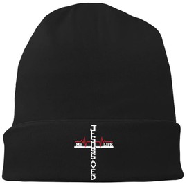 Black Beanie for Men Women Beanies Hats Men Christian Jesus Cross Beanie Warm Winter Hat for Men Women Knitted Hat Skull Beanie Cap Soft Cotton Cuffed Beanie Knit Chemo Cap Headwear Hip Hop Gift