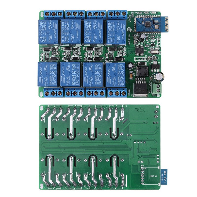 Bluetooth Relay Board, DC 12V 10A 8 Channel Bluetooth Relay