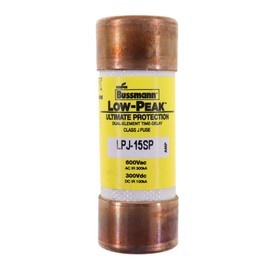 Eaton Bussmann LPJ-15SP Class J Fuse, Time-delay, Dual-Element Current Limiting Fuse, 15 A, Interrupt Rating 300 kA at 600 Vac, 100 kA at 300 Vdc