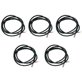 Waterproof DS18B20 Temperature Sensor Probe (5PCS) – Stainless Steel Encapsulated, 1-Meter Cable – High Accuracy Digital Sensor for Water, Aquariums, HVAC, Industrial Use