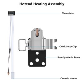 A1 Series Hotend Heating Assembly, 3D Printer Print Head Heater Thermistor and Heating base Stone Kit for A1 and A1 Mini