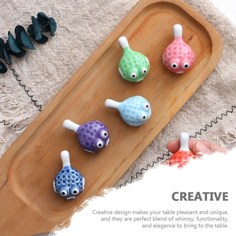 6Pcs Puffer Fish Shape Chopsticks Holders Dining Room Chopsticks Rest
