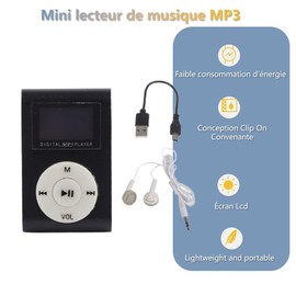 MP3 With Mini Screen, Portable LCD Screen MP3 Music Player, Sports MP3 Clip MP3 Player, for Outdoor Activities (Black)