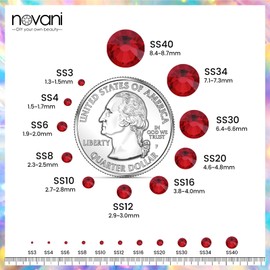 novani Novani Dark Red Rhinestones 3000Pcs Flatback Crystal Round Loose Gemstones Glass Rhinestones for Crafts Makeup Nail Art Clothes Shoes DIY Decorations(SS10, 2.7-2.9mm)