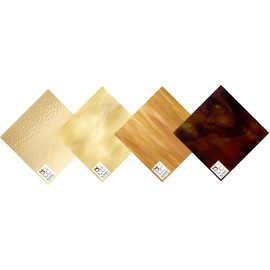 Wissmach 4 Sheet Amber Variety Stained Glass (8"x10") by BiNARi Glass Studio