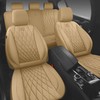 CAR PASS Piping Luxury Leather Seat Covers Full Set,5 Seats