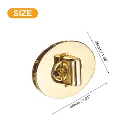 sourcing map 2Pcs Twist Turn Lock Clasp, 46 x 35mm Closures Lock Fasteners for Purse Zinc Alloy Oval Bag Closure Clip Hardware Accessories for DIY Handbag Craft, Gold