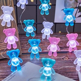 Bartlett Teddy Bear Christmas Décor Cute Decorative String Lights Christmas Fairy Light Plug in USB or Battery Operated Kawaii Holiday Lights 8.5ft 20LED Christmas Lights Bedroom