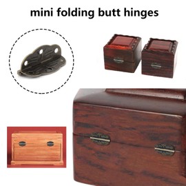 20 Pieces Mini Hinges with 80 Screws Retro Design Latch Hasp Antique Snap Clasps Iron Hinges Jewellery Box Hinges Small Folding Rear Hinges for Wooden Box Jewellery Box Cabinet