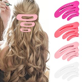 Large Duck Billed Flat Hair Clips, Ahoney 12 Pack Alligator Hair Clips Flat Claw Clips for Thin Thick Hair 3 Sizes Lay Down Claw Clips Banana Clips Hair Styling Accessories for Women Girls (Pink)