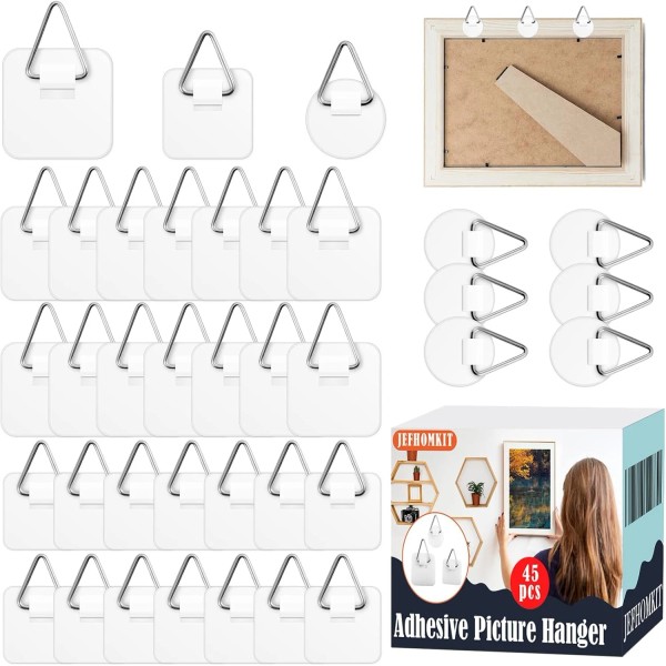 NoBrand Picture Hanger, 45 Pcs Picture Hanging Hooks Without Nails,