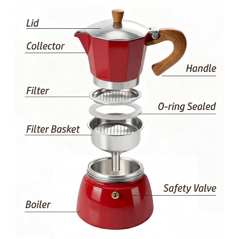 AGOGO Milano Moka Pot Stovetop Espresso Maker with 100 Paper