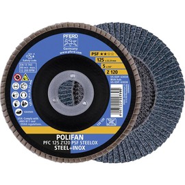 PFERD Polifan Serrated Washer Pack of 5 | Diameter 125 mm, Z 120, Conical, PSF Steelox | 69398195 - for Steel and Stainless Steel (INOX)