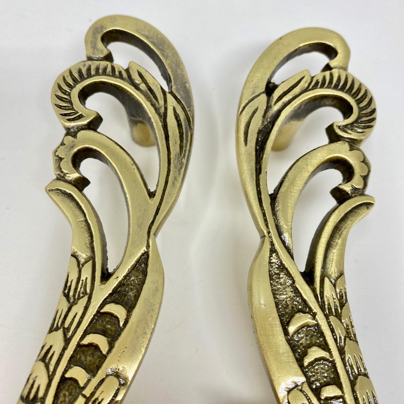 Knobs By Blossom Solid Brass Antique Pair Peacock Long Handles,