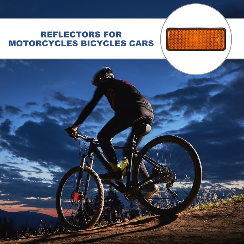 PATIKIL 長方形リアリフ レクター、2個セットの安全リフ レクティブ警告リフ レクタープラスチック製ユニバーサルオートバイリフ レクター、車両用M5ねじ取り付け、カラー：イエロー