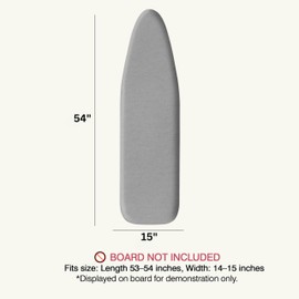 UniSimp Ironing Board Cover and Pad 15"x54" Extra Thick Natural Cotton, Scorch and Stain Resistant Padding, Standard Size Iron Board Cover with Fasteners Heavy Duty Elastic Edge, Heatproof Gray