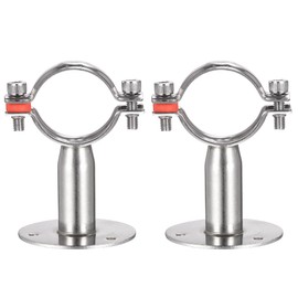 sourcing map Wall Mount Ceiling Mount Pipe Support, 304 Stainless Steel Adjustable Pipe Strap Clamp for 48-51mm Pipe 2pcs