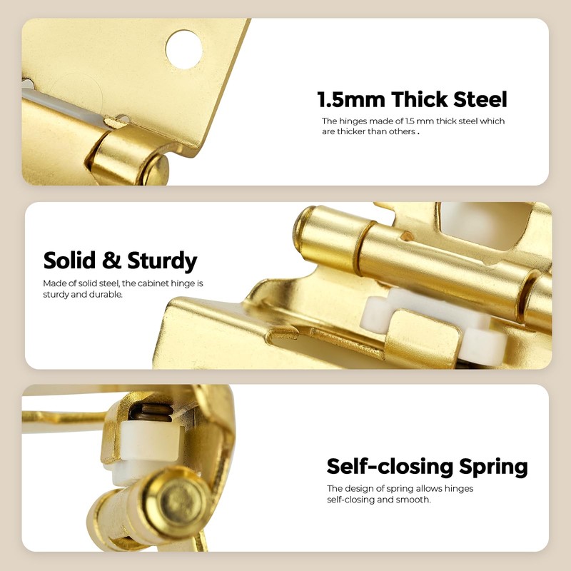 40 Pack 20 Pair Gold Cabinet Hinges - 1/2 inch