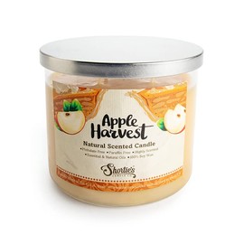 Apple Harvest Highly Scented Natural 3 Wick Candle, Essential Fragrance Oils, 100% Soy, Phthalate & Paraben Free, Clean Burning, 14.5 Oz.