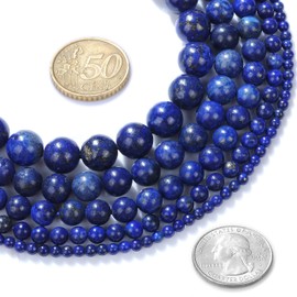 Natural Stone Beads 4mm Lapis Lazuli Gemstone Round Loose Beads Crystal Energy Stone Healing Power for Jewelry Making DIY,1 Strand 15"