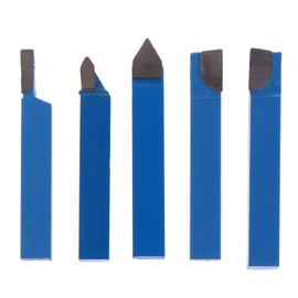 VILLCASE 5pcs Carbide Tip Tipped Cutter Tool Set Cutting Welding Set Metal Lathe Turning Tool Kit Bit Cutting Set (Blue)