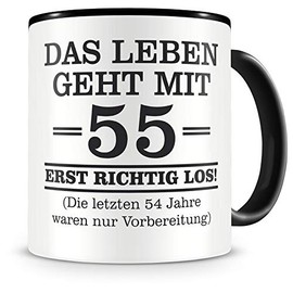 Samunshi® Tasse mit Spruch witzige Geschenke zum 55 Geburtstag Mann Frau Oma Opa Geburtstag Geschenkideen zum 55 Geburtstag schwarz