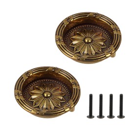 T Tulead Closet Finger Pull Zinc Alloy Round Sliding Finger Door Pull Hidden Concealed Handle Recessed Pulls for Door, Drawer, Cabinet, 2 Pcs, with Screws (European Copper)