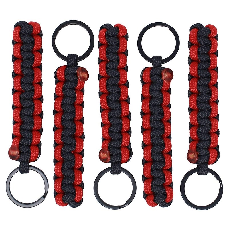 BubbasGarageTv - Paracord Key Chains - 5 Pack (Red)