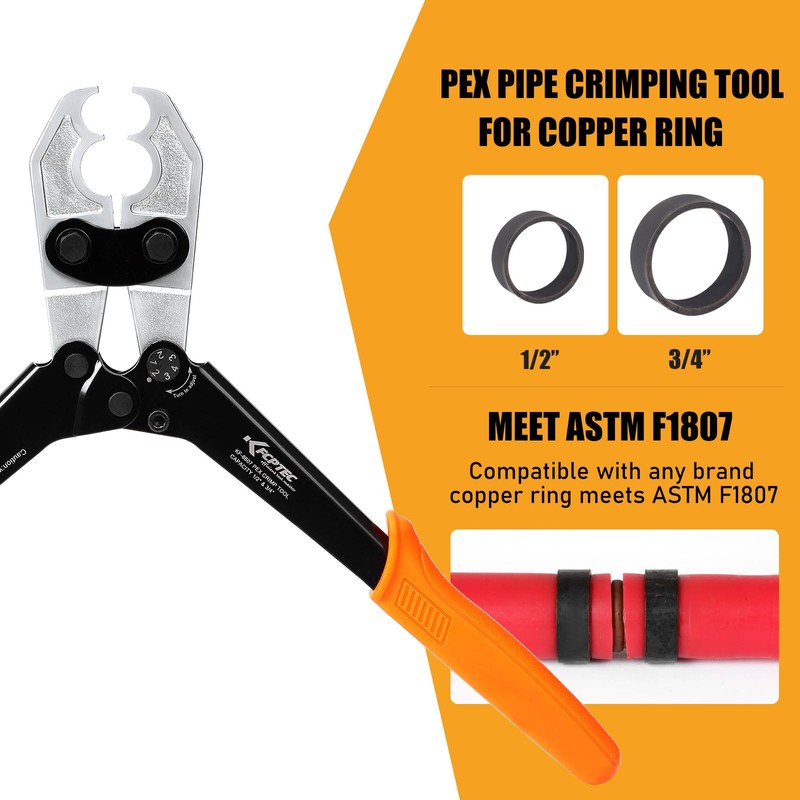 KF CPTEC Forged Steel Heavy-Duty PEX Crimping Tool for 1/2"