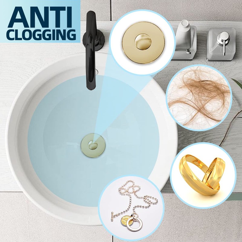 MUAIOLAUS Universal Bathroom Sink Stopper, Pop Up Sink Stopper with