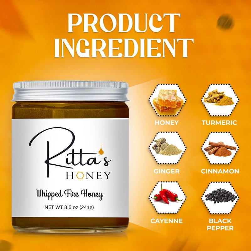 Ritta’s Whipped Fire Honey with Ginger, Turmeric, Cayenne & Cinnamon