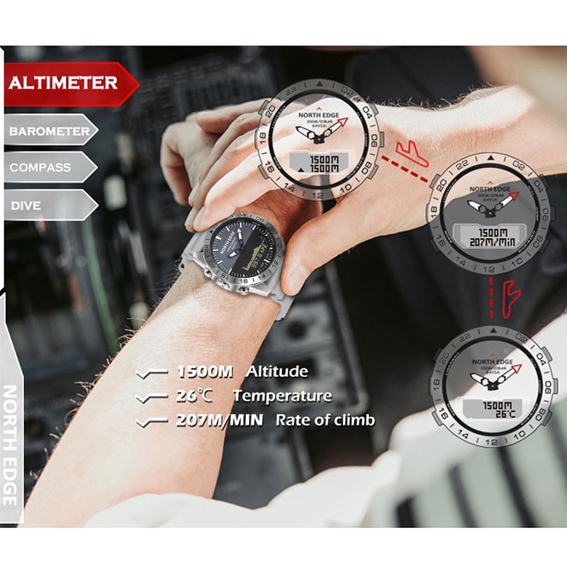 Men Sports Watch Digital Analog Display Diving Watch Water Resistant