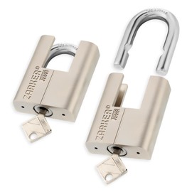 Zarker J55S keyed Alike Padlocks, Heavy Duty Stainless Steel Shackle Lock, Waterproof and Rustproof Storage, Warehouses, Garage, Outdoors, 2-Pack