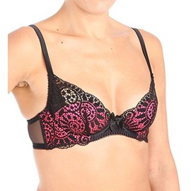 L'Agent by Agent Provocateur Women's Brigit Padded Plunge Bra Black/Neon Melon 32E