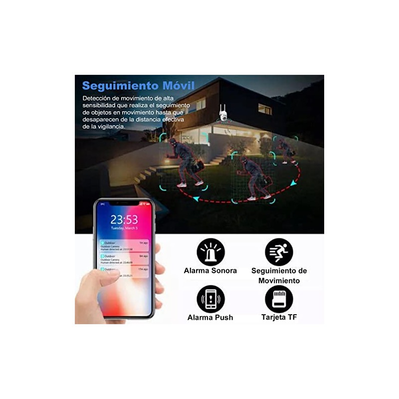 BAKEWAY Cámara de Seguridad Exterior WiFi HD 1080P IP66 Impermeable