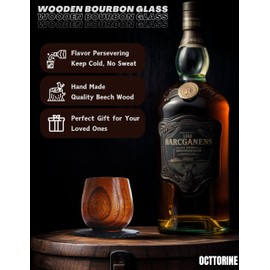 OCTTORINE 2 Pack Wooden Bourbon Glasses with Slate Stone Coasters, Old Fashioned Wine Cup Kit, Great Gifts for Men, Groomsmen, Dad, Brother, Anniversary Birthday Retirement Gift