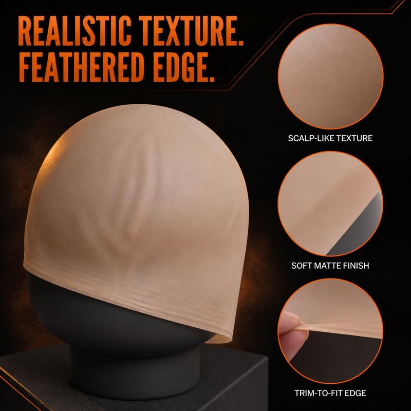 Latex Bald Cap for Adults, Realistic Nude Bald Head for