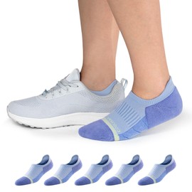BRISIRA Bamboo Coolmax Trainer Running No Show Socks Women 5 Pack Invisible Anti Blister Breathable Sports Short Ankle Compression Sock for Golf Gym Cycling Tennis with Cushion & Moisture Wicking