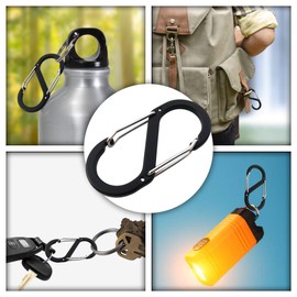 S Carabiner Small – Key Ring with Double Opening – Mini Carabiner Set – Carabiner – Pack of 3 Black (25 x 23 mm)
