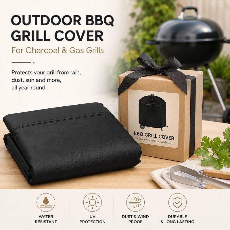 Outdoor Grill Cover with Secure-Fit Strap – Coated Oxford-Fabric Cover