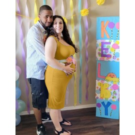 Peauty Maternity Dress Maternity Dresses Baby Shower Dress Maternity Dress for Baby Shower Maternity Tank Dress (Ginger L)