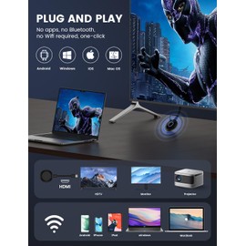 Wireless HDMI Display Dongle Adapter, 1080P HD Streaming for Laptop,PC,Smartphone to HDTV/Projector, Compatible with Android, iOS,Windows,and MacOS