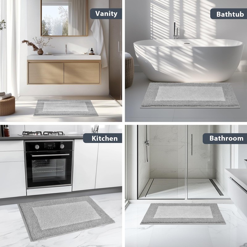 anllugs Bathroom Rugs, 24" x 36" Soft Bath Rugs, Light